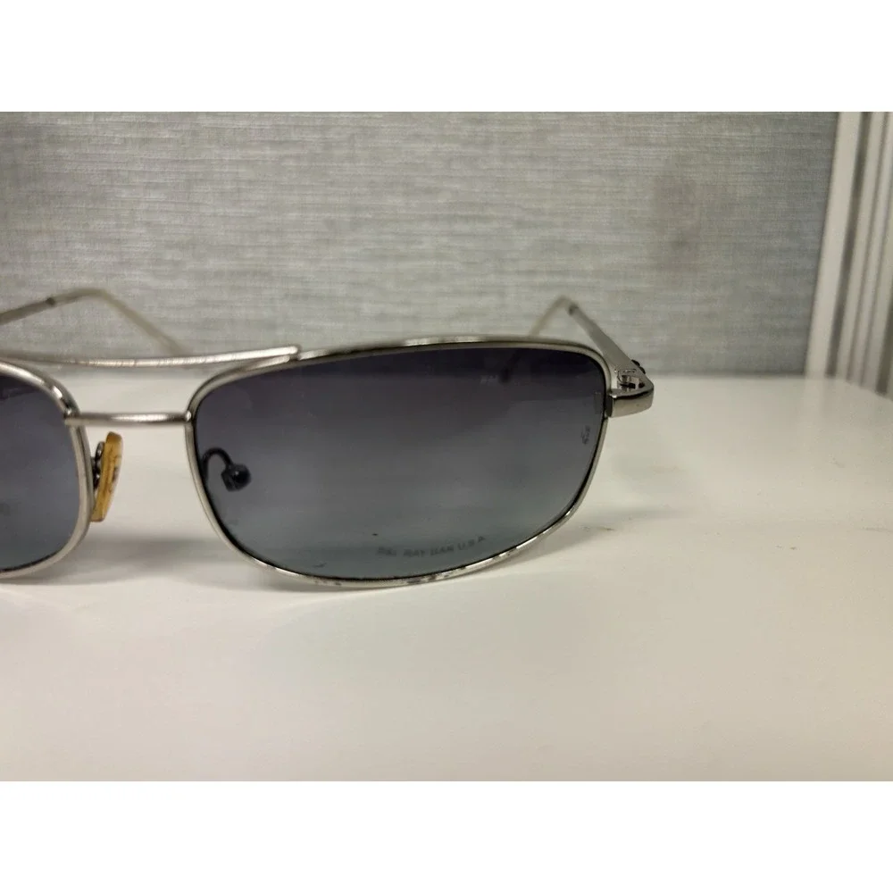 Vintage B&L Ray-Ban USA Aviator Sunglasses Silver Square Lens w/case Rare VTG OG